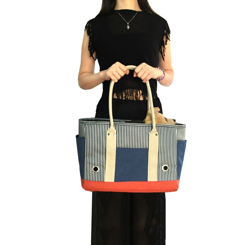 Outdoor Shoulder Handheld Striped Pet Bag Out Of The Bag Summer Portable Handheld Cat Bag — image 7