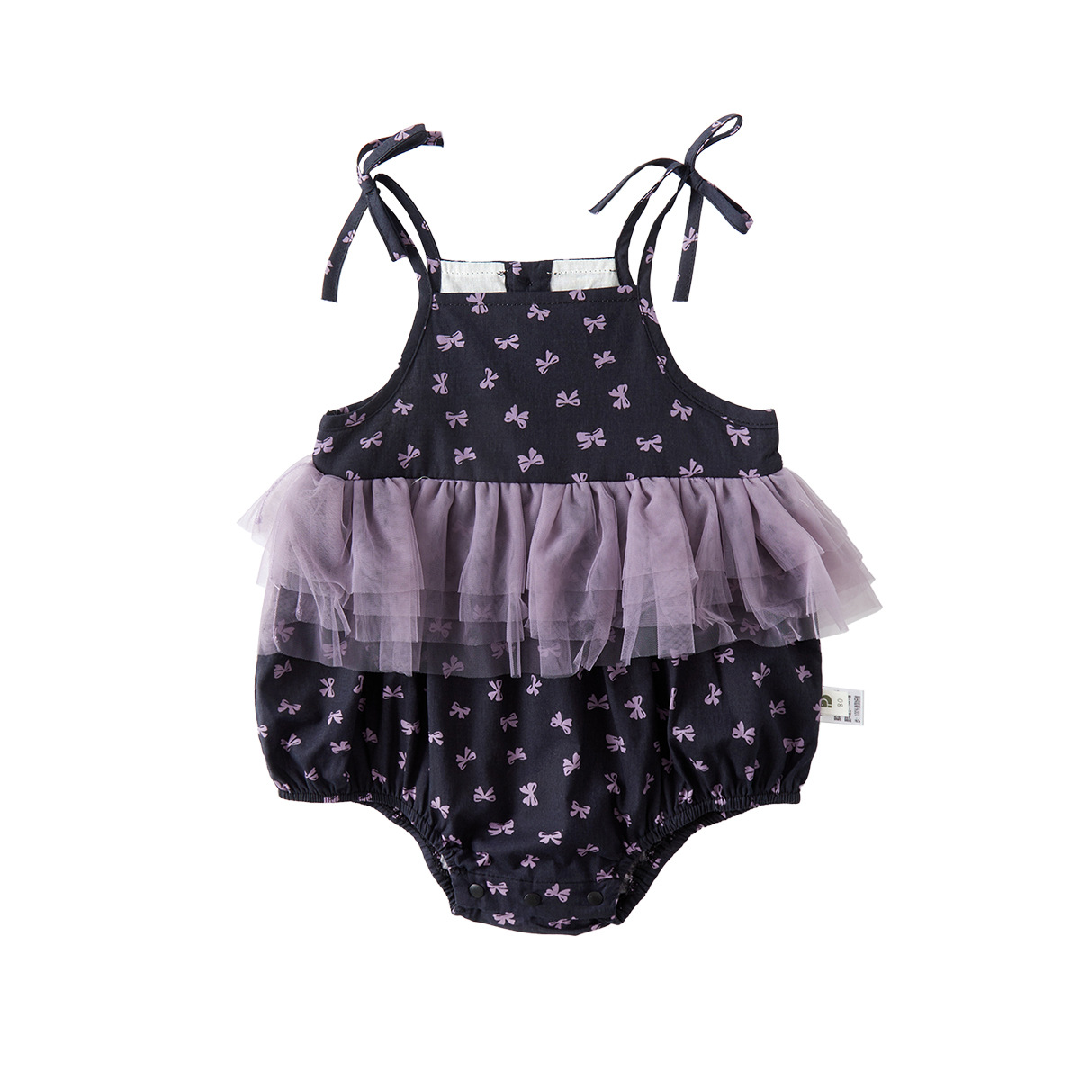 Baby Mesh Strap Romper Thin Print Butterfly Knot Onesie Bodysuit — image 2