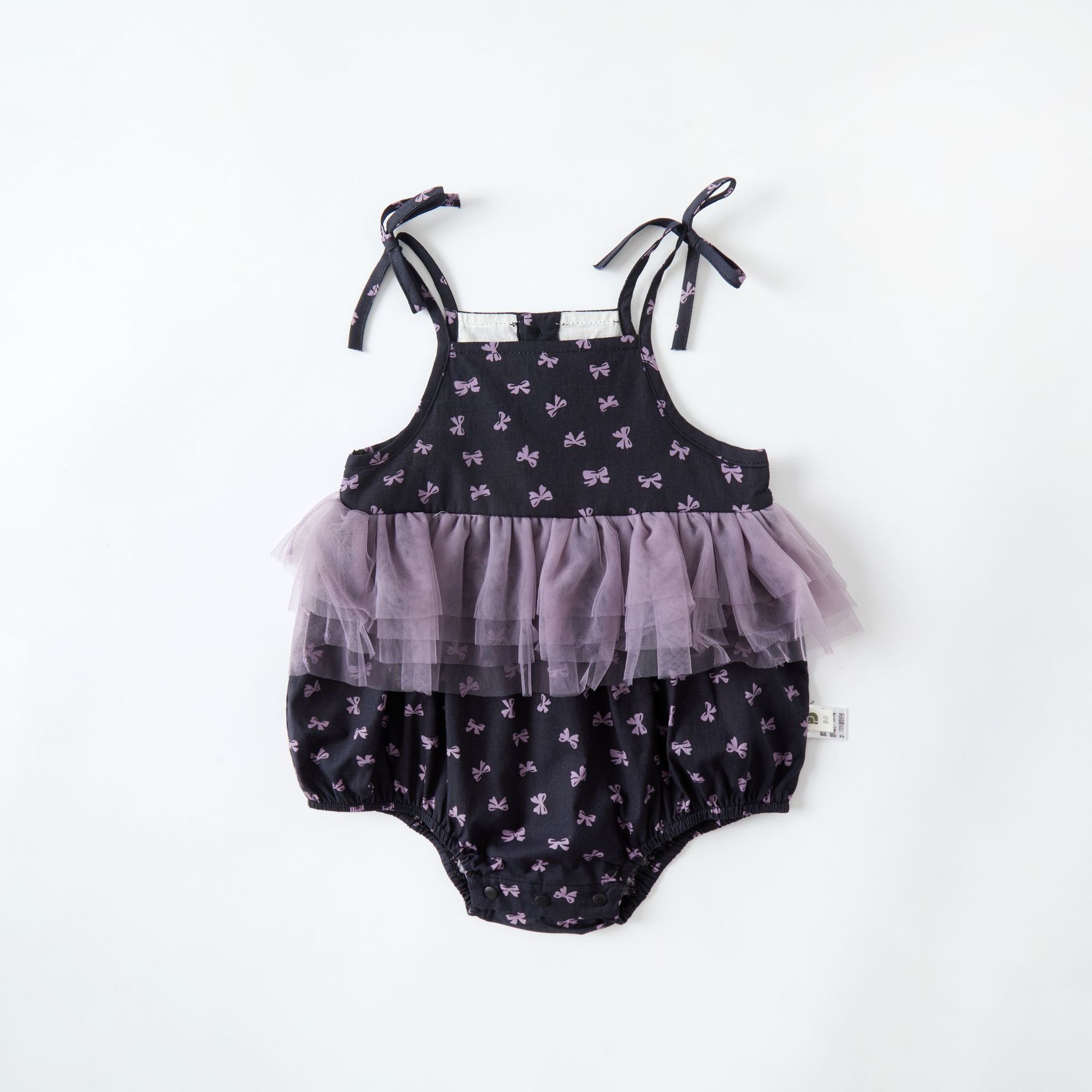 Baby Mesh Strap Romper Thin Print Butterfly Knot Onesie Bodysuit — image 7