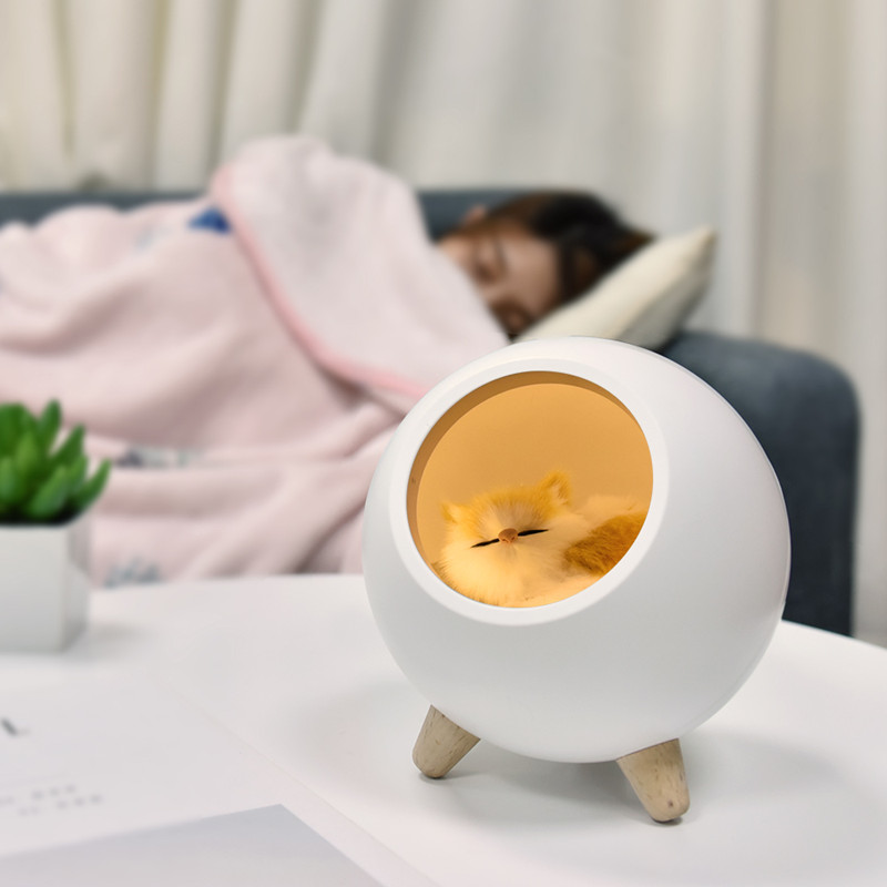 Creative Cute Little Cute Cat House Night Light Cute Kitten Bedside With Sleeping Light USB Charging Touch Atmosphere Light — imagen 2