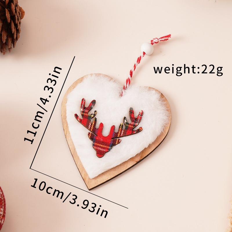 Christmas Wooden Plush Decorations - Heart, Star, Tree, Deer Shape Ornaments for Xmas Tree — image 8