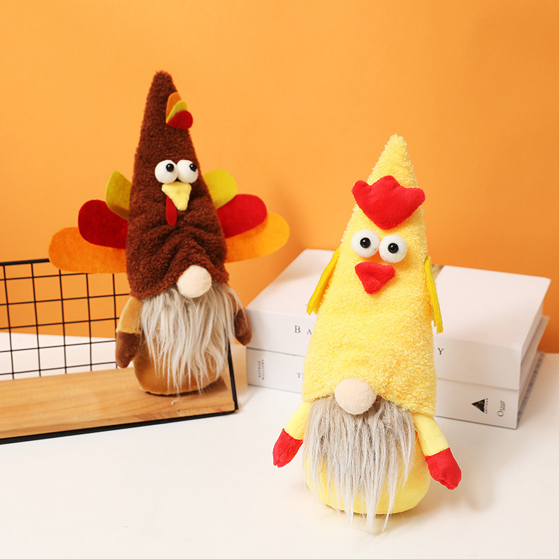 Thanksgiving decoration turkey cute doll plush faceless doll decoration home shopping mall window dress up — image 4