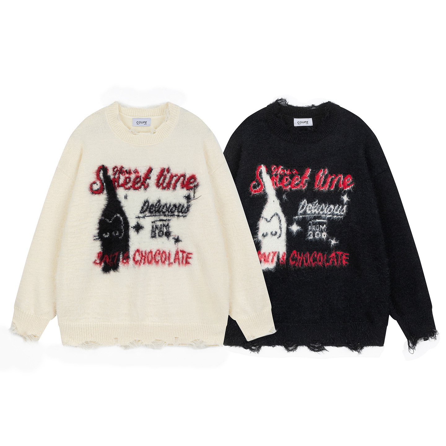 Color blocked cat letter sweater — image 6