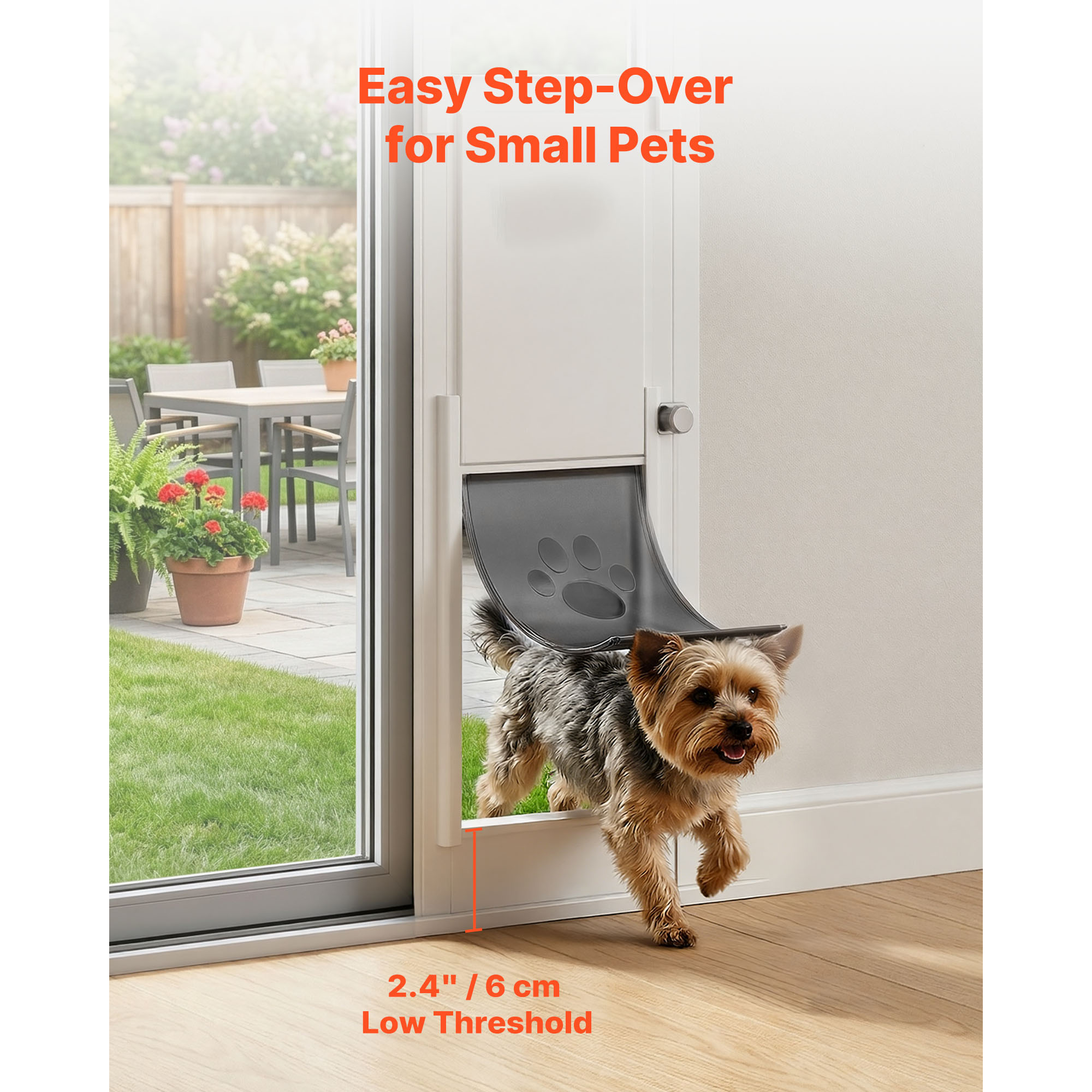 Puerta para Perros de Acceso a Puertas de Vidrio Sliding, Altura Ajustable 75-80 cm, Estructura de Aluminio con Ala y Bisagra Rotativa, Diseño de Cerradura, Para Pequeños Canes, Ventanas para Mascotas de Apartamentos — imagen 5