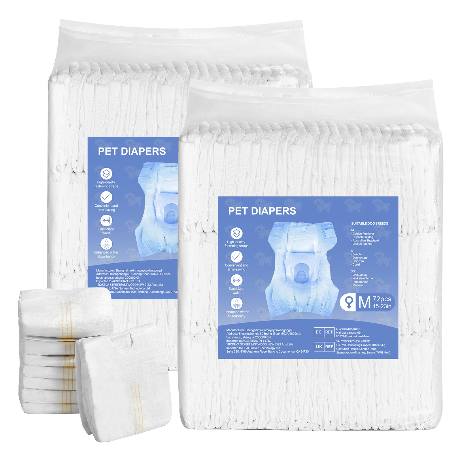 Diapersas de Perro No Reciclables, Diapers Higiénicos para Mujeres de 360° Sin Salpicaduras con Indicador de Humedad para Cíclos Caloríficos, Capacitación, Incontinencia - M, 144 Unidades (2 Paquetes De 72) — imagen 1