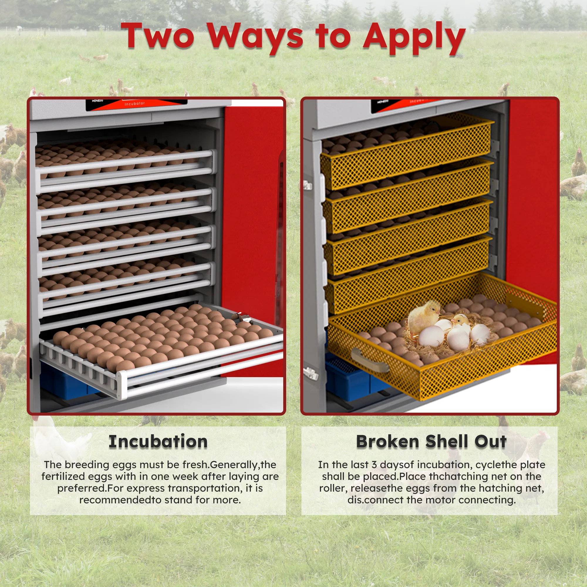 400 Eggs Incubator Cabinet with Automatic Turning & Digital Temperature Control, Large Commercial Poultry Hatcher Cabinet for Chicken, Duck, Goose, Quail Eggs — image 9