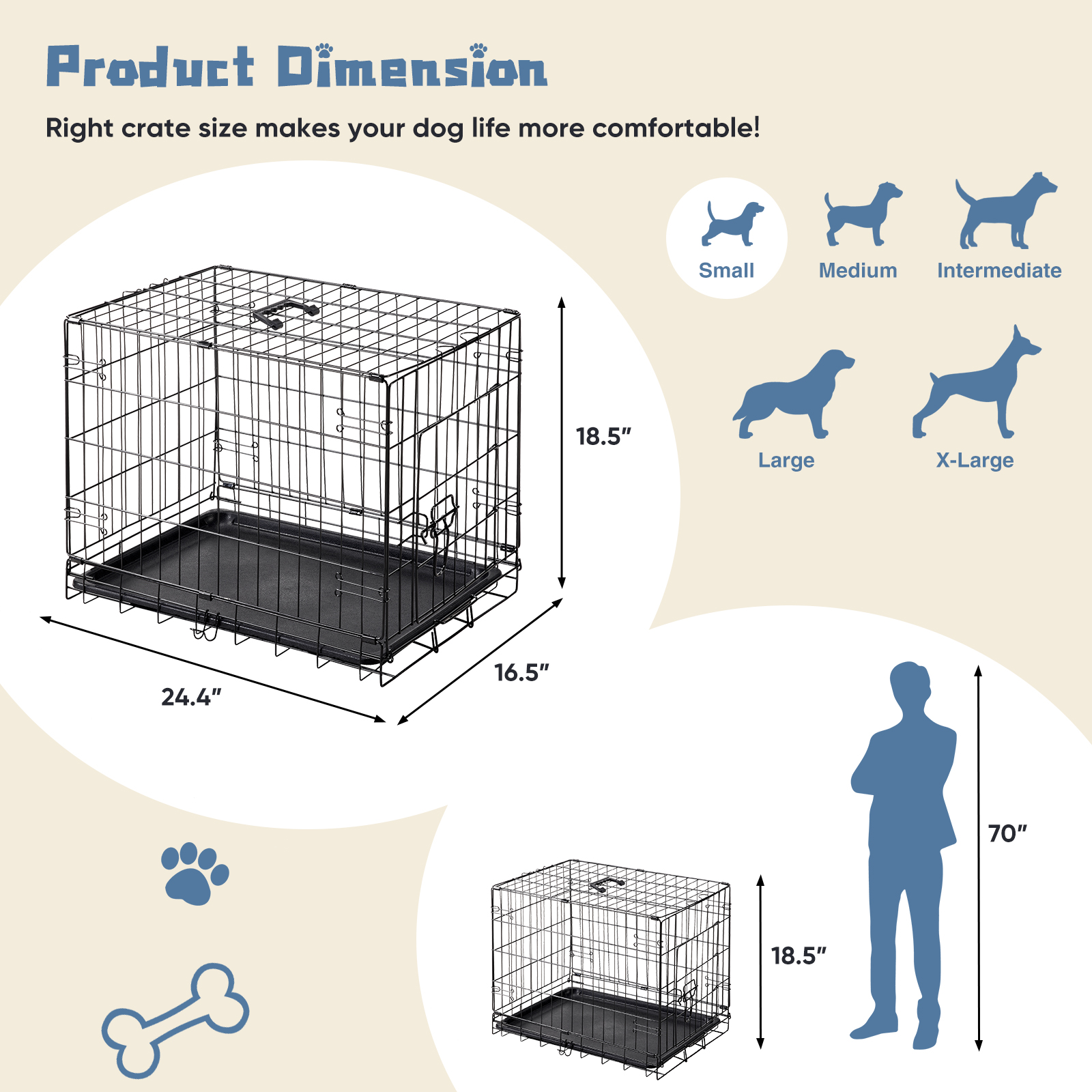 Jaula para Perro de 24-30 Pulgadas con Puerta Única — imagen 6