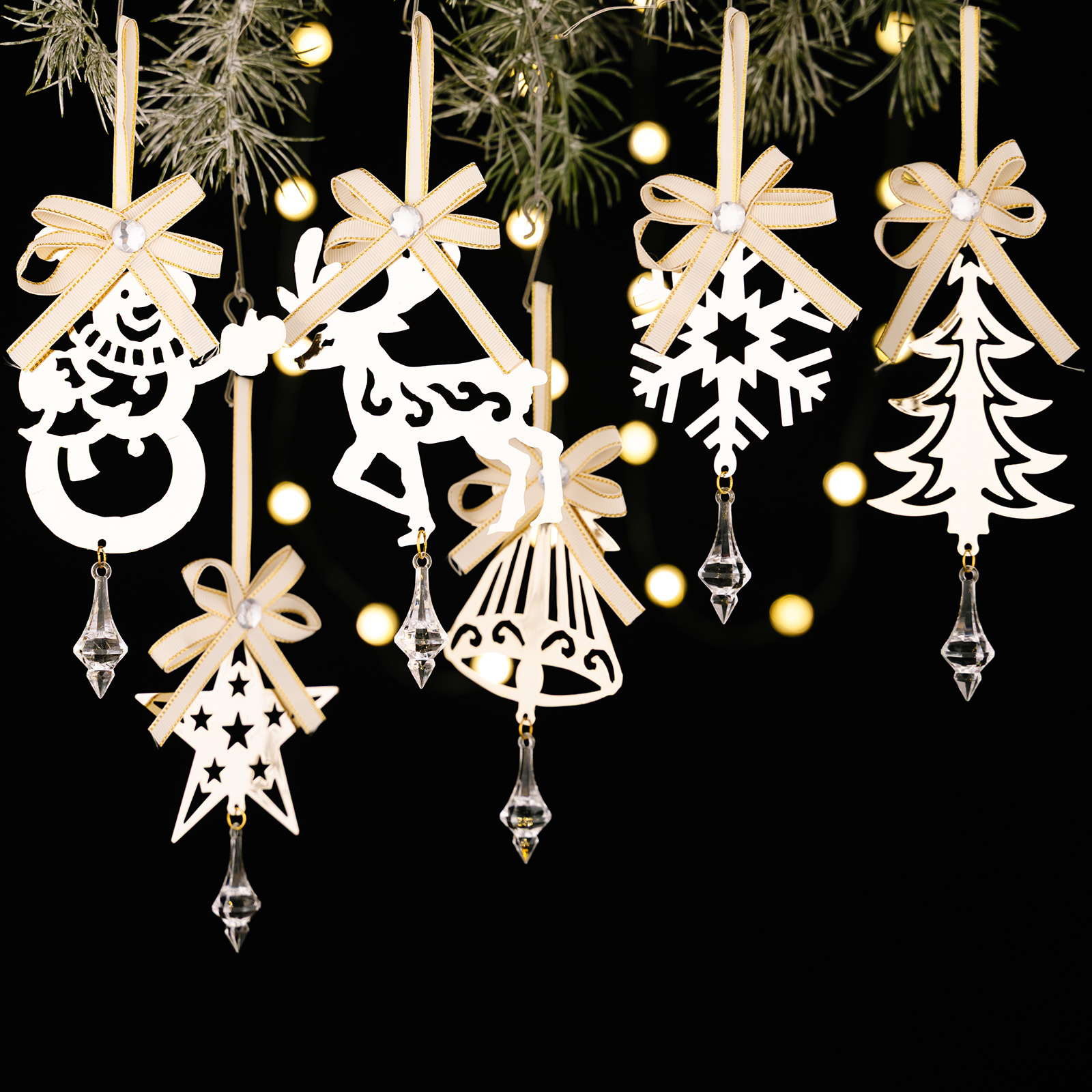Creative Iron Icicle Ornament for Christmas Tree, Reindeer, Snowman, Snowflake Hanging Decorations — image 3