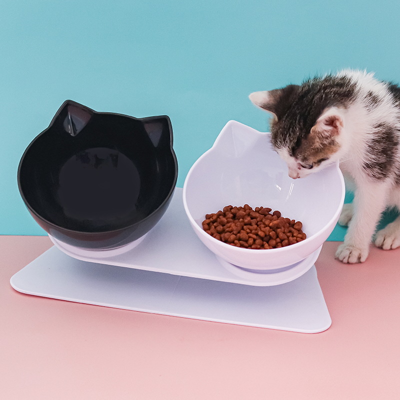 Neck Guard Cat Bowl One-Piece Double Bowl Pet Dog Bowl Oblique Mouth Anti-Overturning Cat And Dog Feeding Pet Bowl — image 1