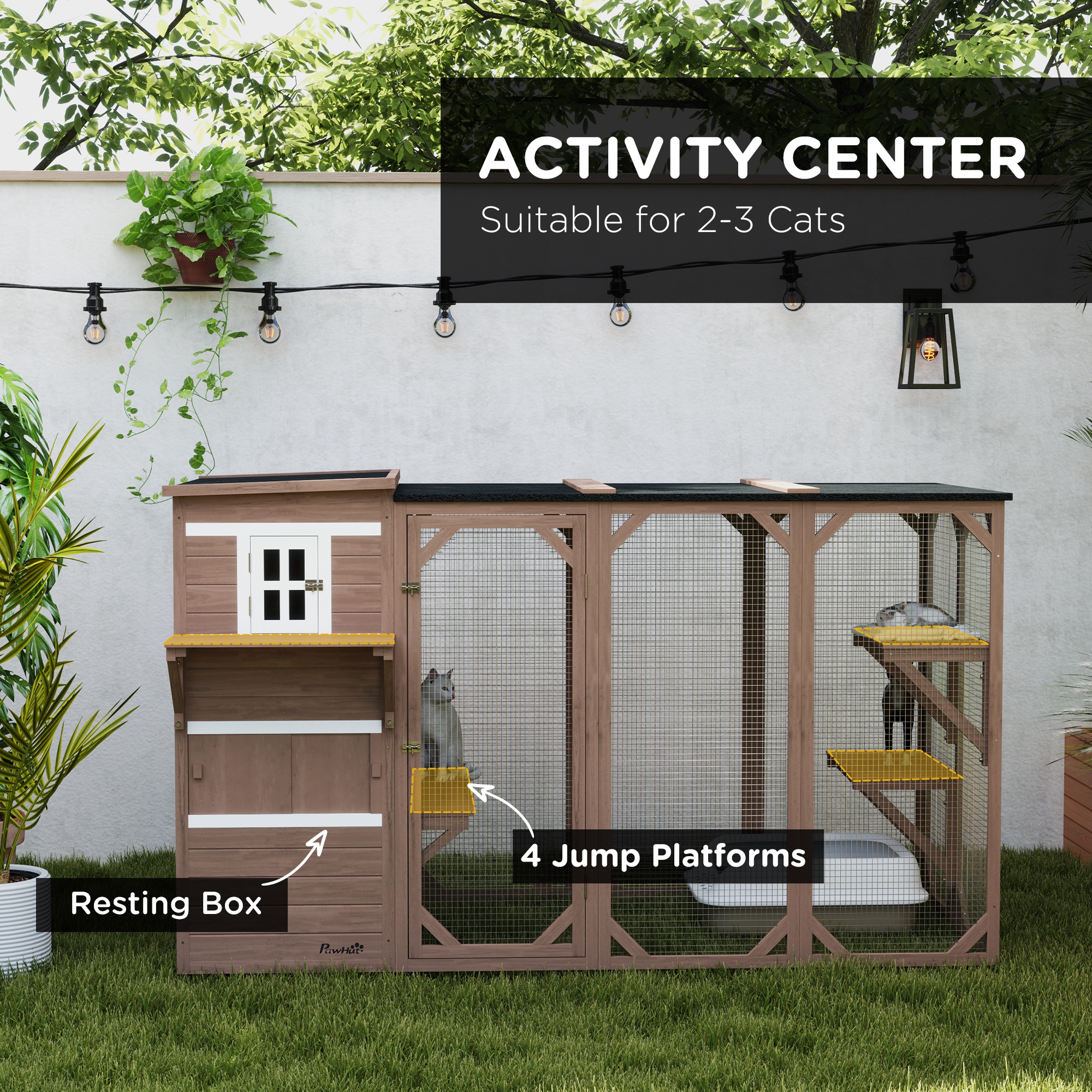 Casa para Gatos al Aire Libre Grande, Diseño Multinivel con Áreas de Escondite Grandes, 2 Niveles y Plataformas Múltiples — imagen 8