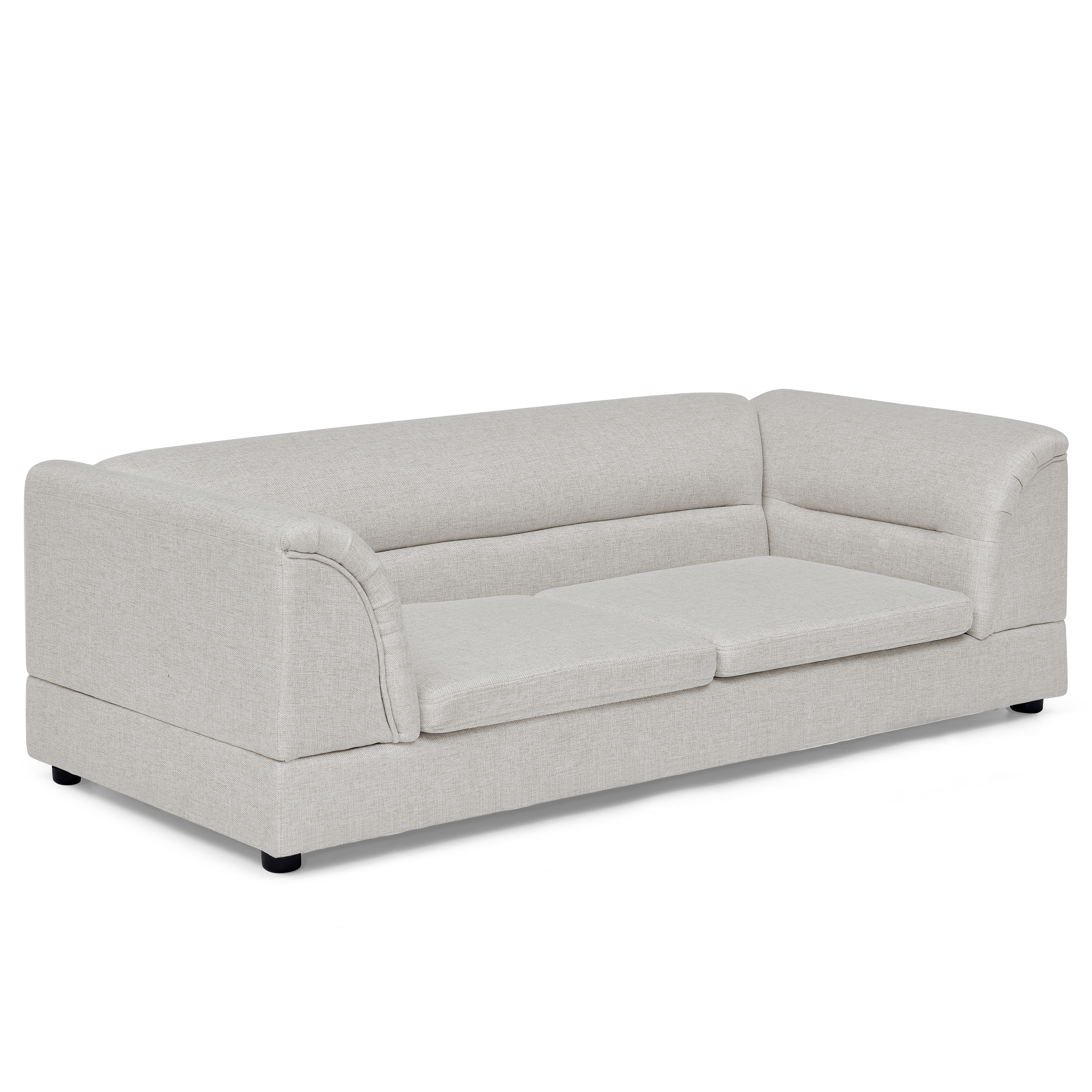 Silla de Comodidad para Mascotas Grande, Sofá Rectangular con Brazo Curvo en Tela de Lino para Perros Grandes - Beige — imagen 3
