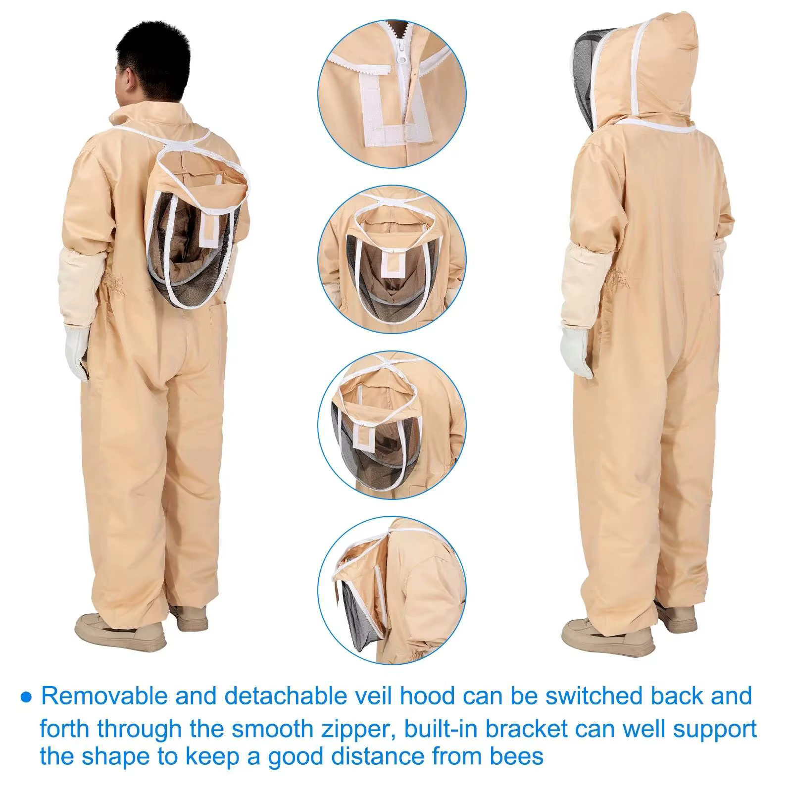 Ropa de Apicultor, Color Café, Overol con Sombrero de Repuesto, Traje de Cuerpo Completo, Ropa para Abejas, Producto para Apicultura — imagen 3