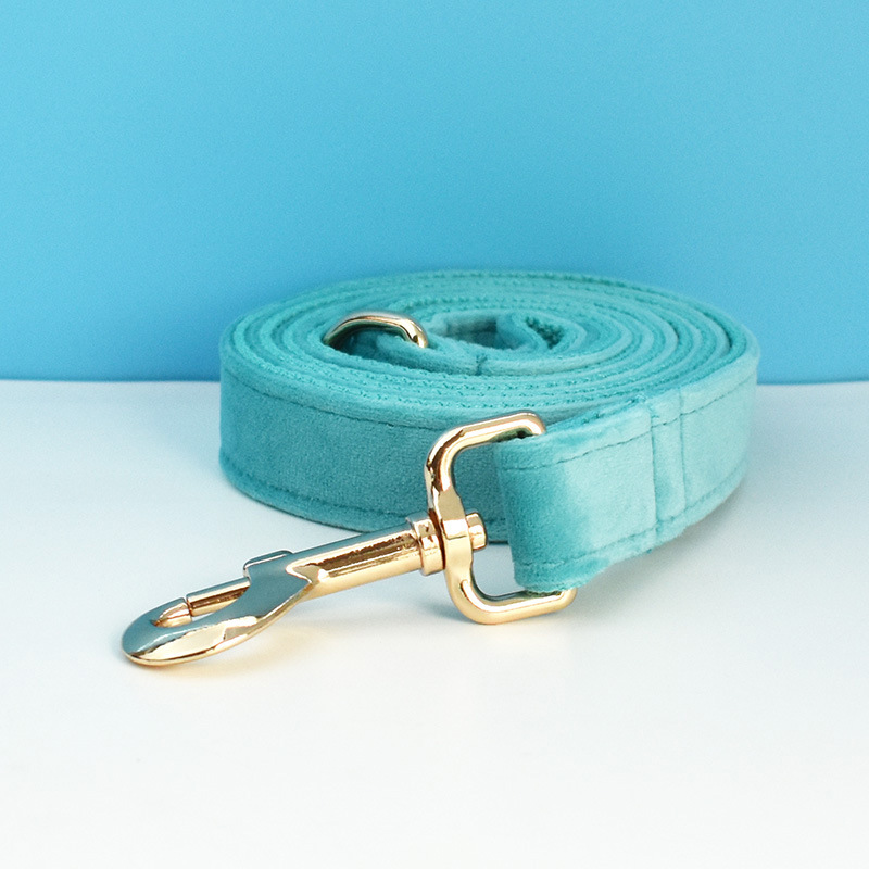 Green velvet medium-sized anti slip small dog golden fur collar traction rope — image 5