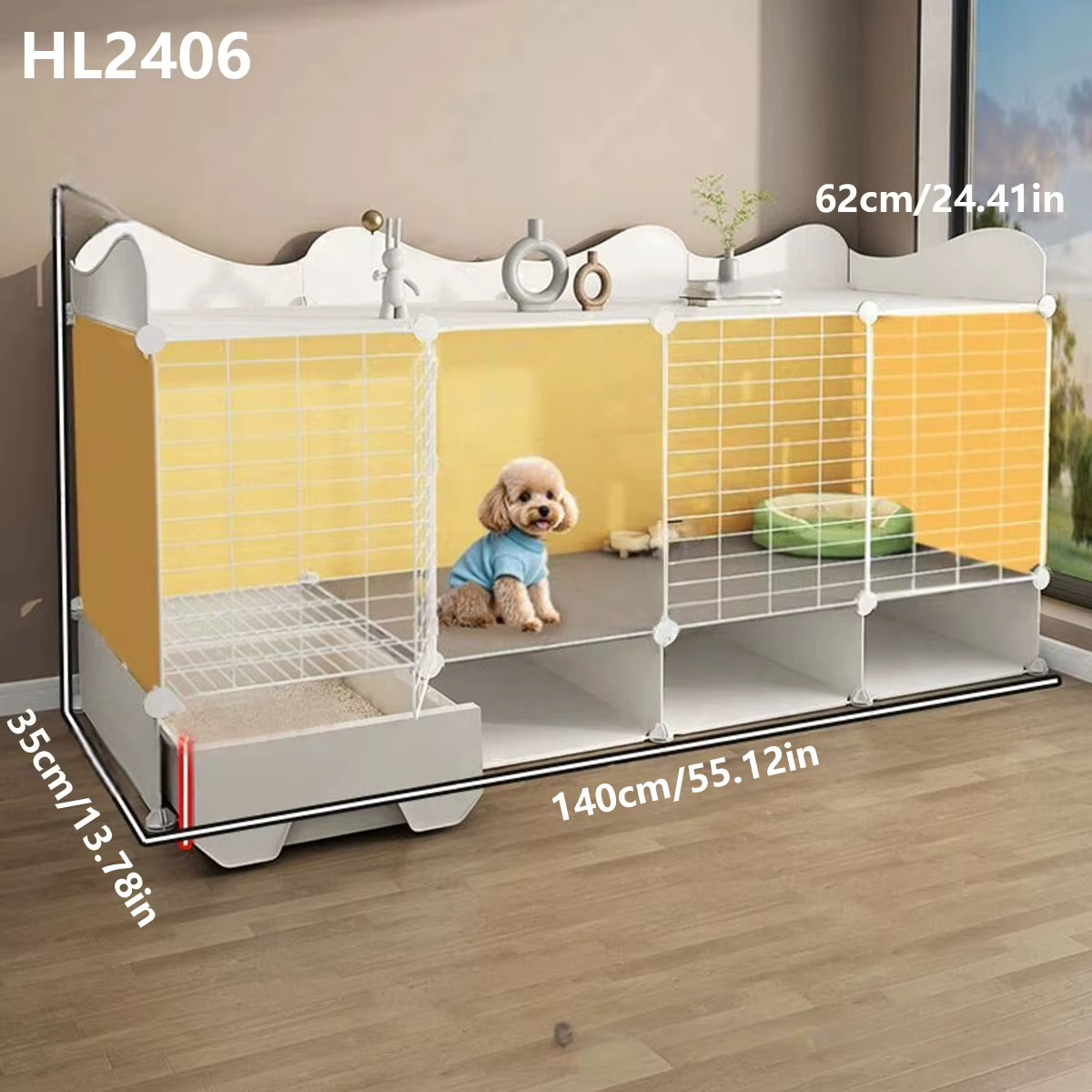 Small Dog Cage with Separate Toilet Area for Indoor Use, Suitable for Household Pets Like Teddy, Corgi, Small Dogs, Rabbit Villa, and Kitten Cage with Litter Box — image 5