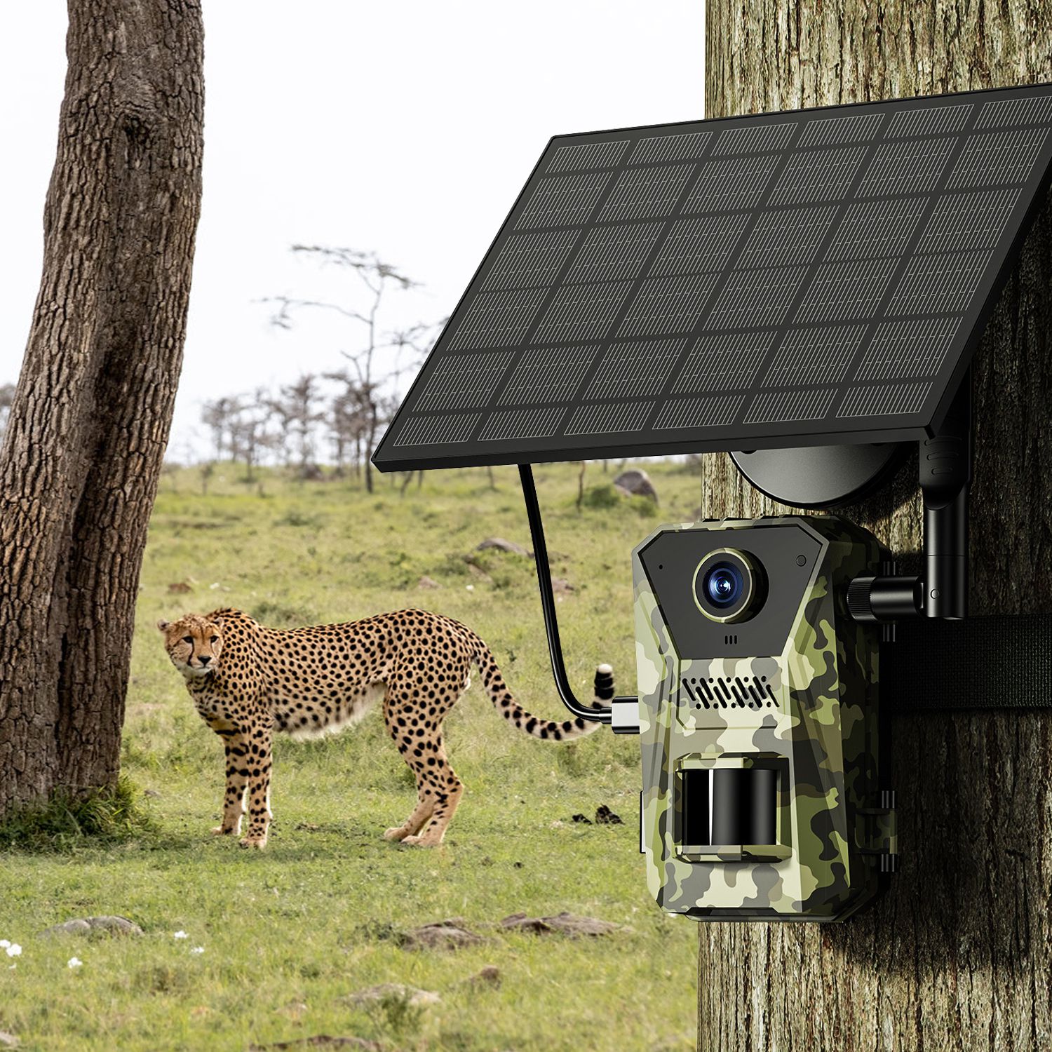 4G 4K 30FPS Solar Trail Camera Outdoor Wildlife Camera Motion Activated IP66 Waterproof With 140 Degree Viewing Angle No Glow Night Vision SIM Card APP Control No WiFi Needed — image 6