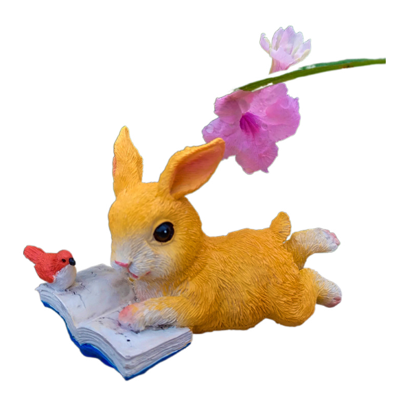 Garden bunny reading animal ornaments — image 1