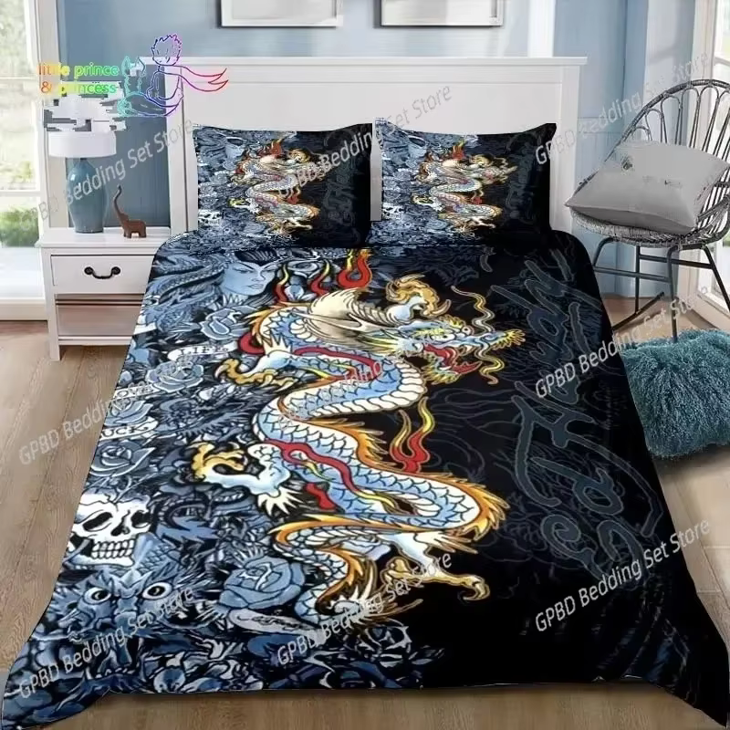Conjunto de Ropa de Cama Ed Hardy Tattoo Tigre Cráneo para Cama Individual, Doble, Terciada, Reina o Rey - Regalo para Adultos y Niños con Impresión 3D — imagen 5