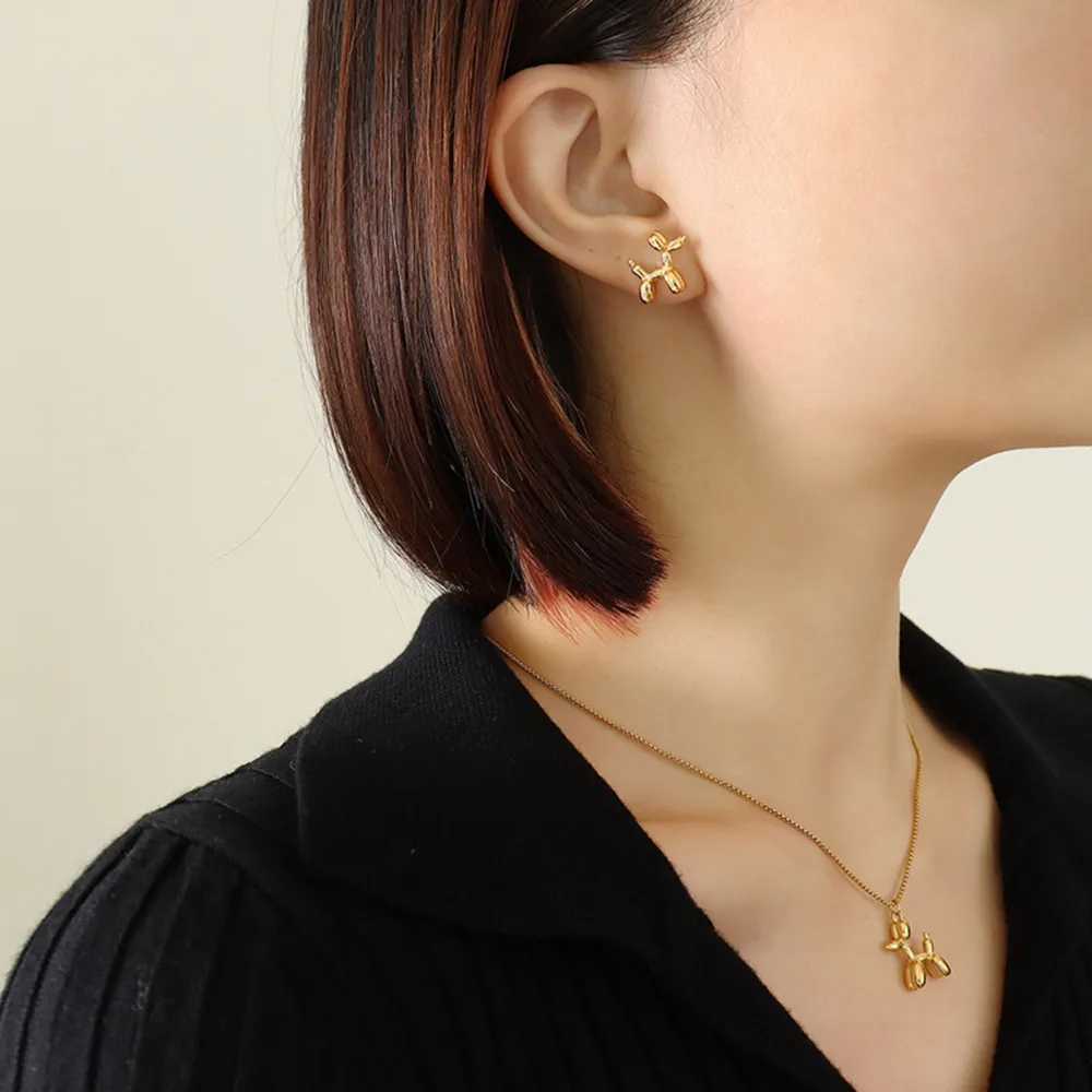 Pendientes de Perrito con Acero de Titanio y Oro de 18K — imagen 1