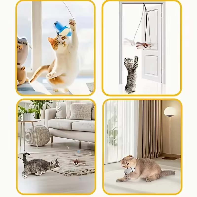 Juguete Interactivo para Pájaros Domésticos con Alas que Se Mueven y Grito de Pájaro USB-Rechargeable con Catnip para Interior — imagen 5