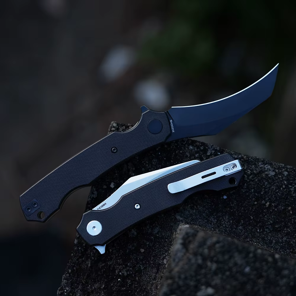 Shooziz-HAN308, Pikal Pocket EDC Knife for Men, Hawkbill Folding Knife & Ultem/G10 Handle，3.15"14C28N Steel Flipper Blade — image 6