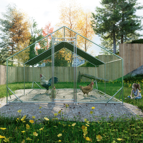 Large Metal Chicken Coop, Walk-in Chicken Run, Galvanized Wire Poultry Chicken Hen Pen Cage, Rabbits Duck Cages With Waterproof And Anti-Ultraviolet Cover For Outside 10 L X 13 W X 6.56 H — imagen 1