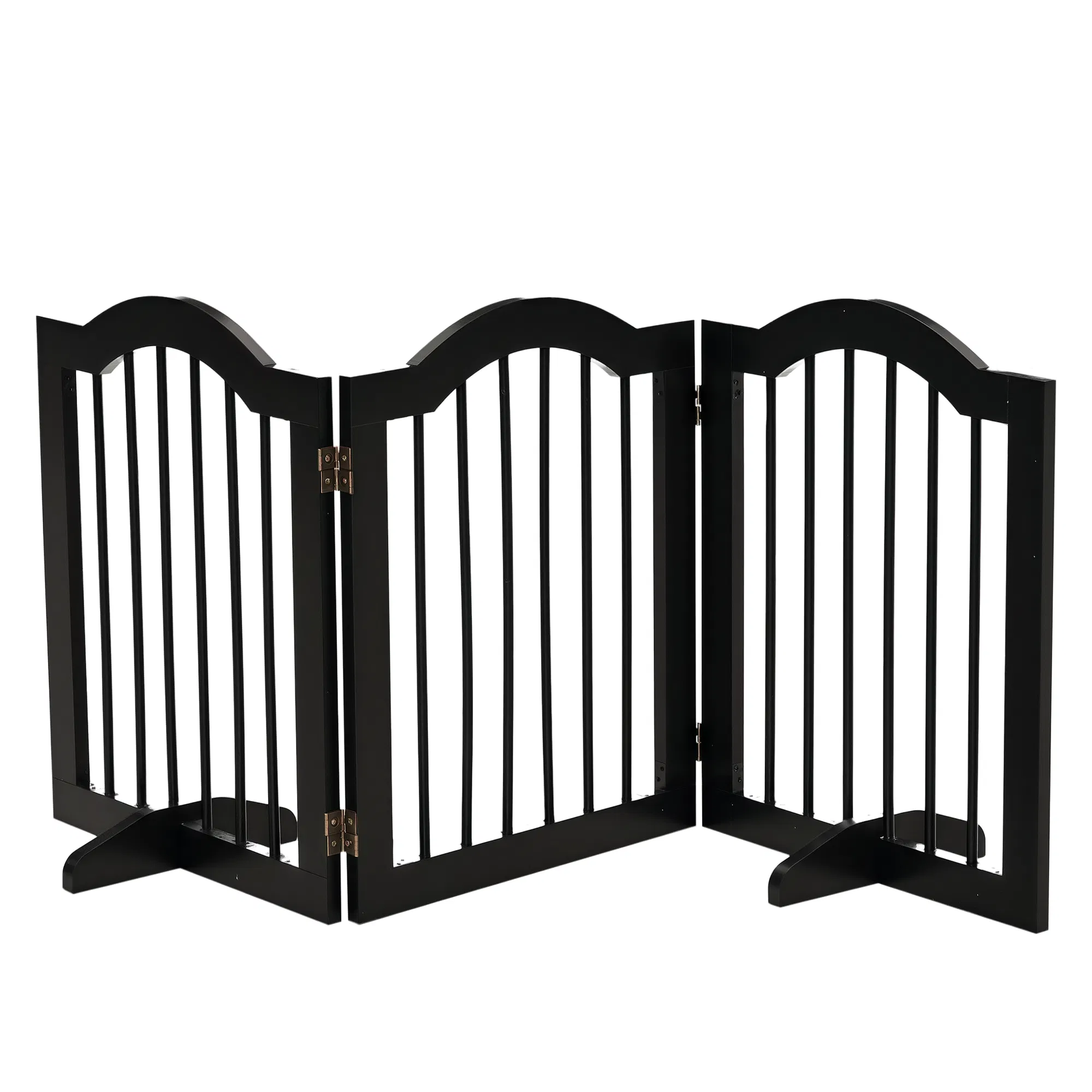 H Foldable Dog Gate, 3 Panels Freestanding Pet Gate Barriers Indoor with Support Feet, Puppy Fence for Small Dogs, Black — image 1