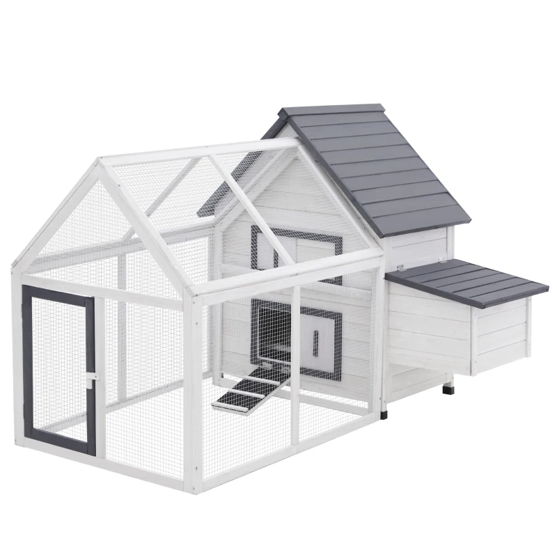 Chicken Coop Wooden Chicken House Rabbit Hutch Poultry Cage Hen Pen With Nesting Box, Ramp, Run — imagen 10