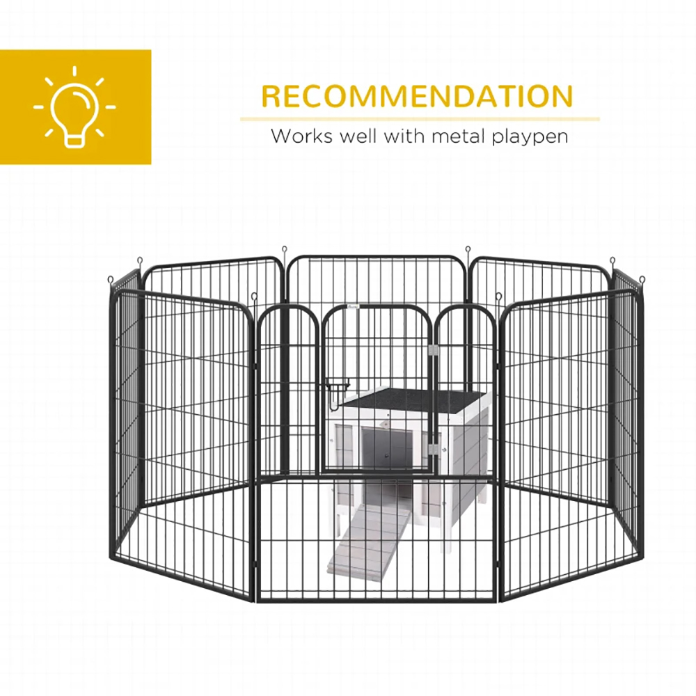 Small Wooden Rabbit Hutch Bunny Cage Guinea Pig Cage Duck House Dog House With Openable & Waterproof Roof, For Rabbits, Chickens, Ducks, Gray — imagen 9