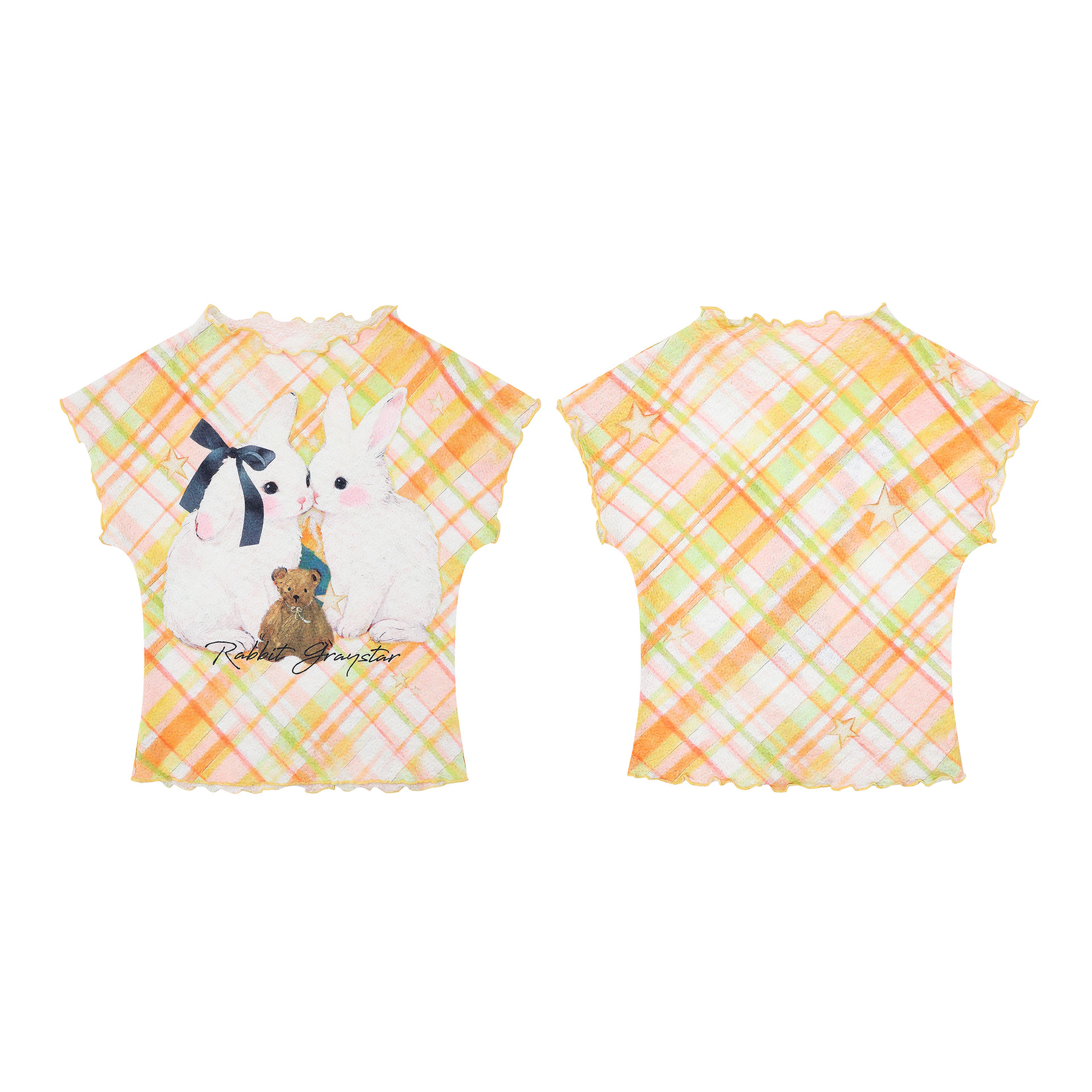 Women's Loose Round Neck Short Sleeve Cartoon Rabbit Print T-Shirt — image 5
