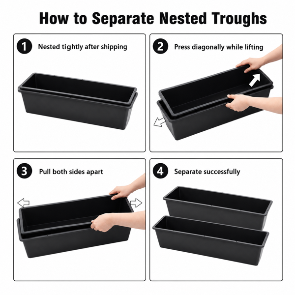 4-piece Dual-purpose Plastic Livestock Feed Trough Suitable For Daily Feeding Of Horses, Goats, Pigs And Other Animals Widely Adaptable To Home Backyards, Pastoral Fences, Livestock Sheds And Other — image 8