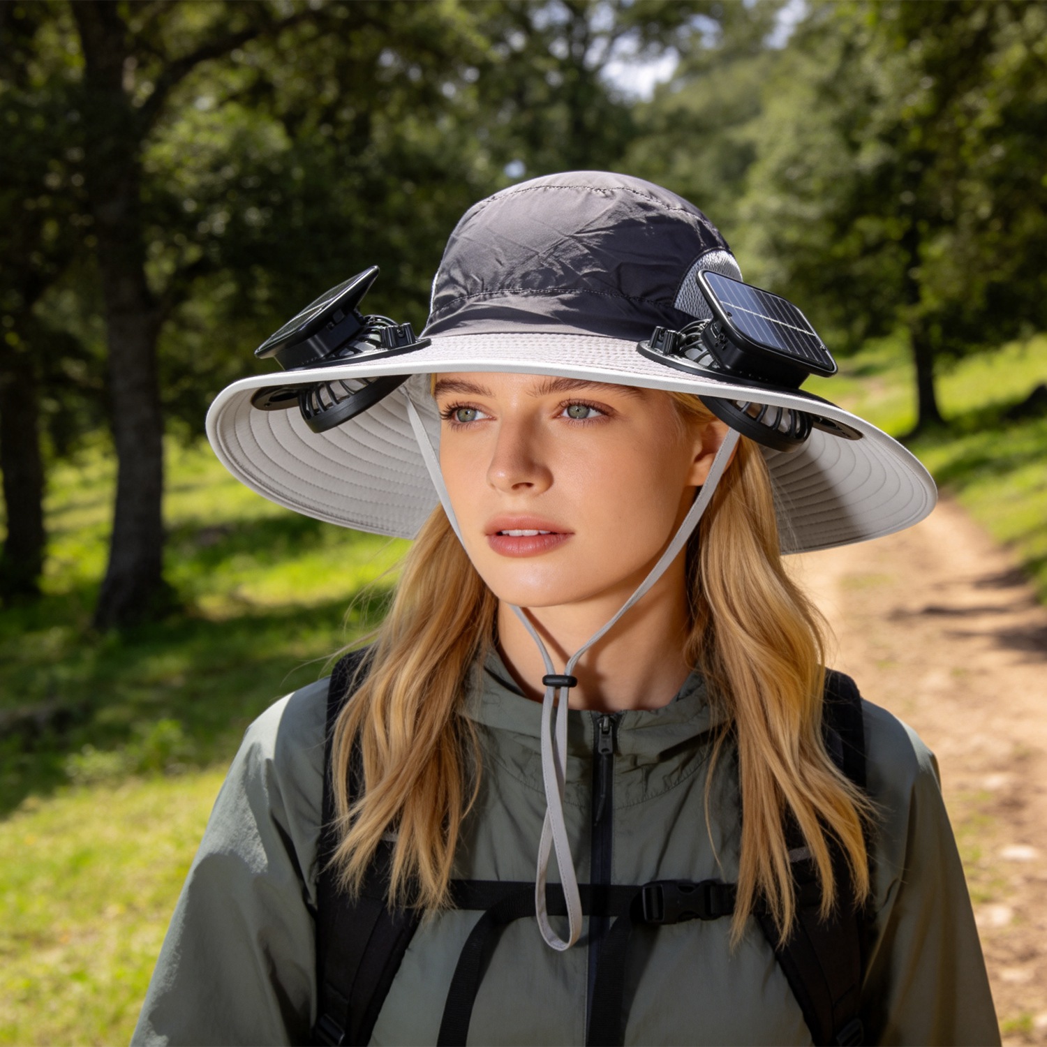 Sombrero con Ventilador Solar 2 en 1 UPF50 Sombrero para el Sol con Ventiladores, Sombrero de Pesca de Ala Ancha con Cubrecara y Protector de Cuello, Carga USB Solar Para Senderismo, Jardinería, Trabajo al Aire Libre — imagen 7