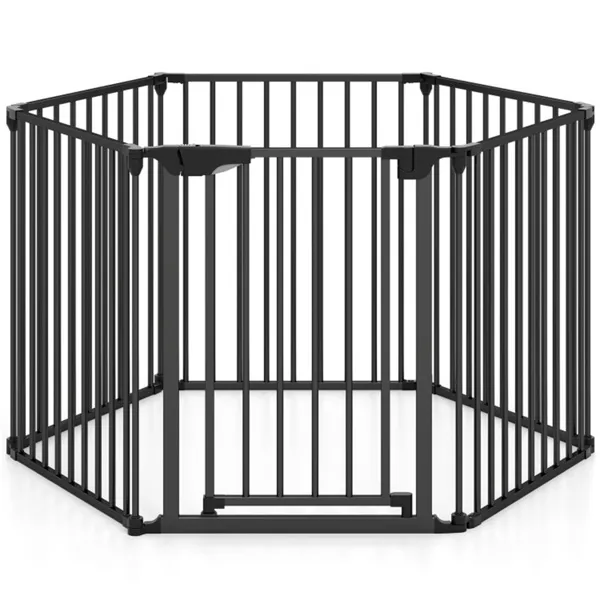 Puerta de Seguridad Expansible 6 Panel (34,5"-154") con Rotación 270° para Barra de Chimenea Pasamanos y Puertas - Negro — imagen 1
