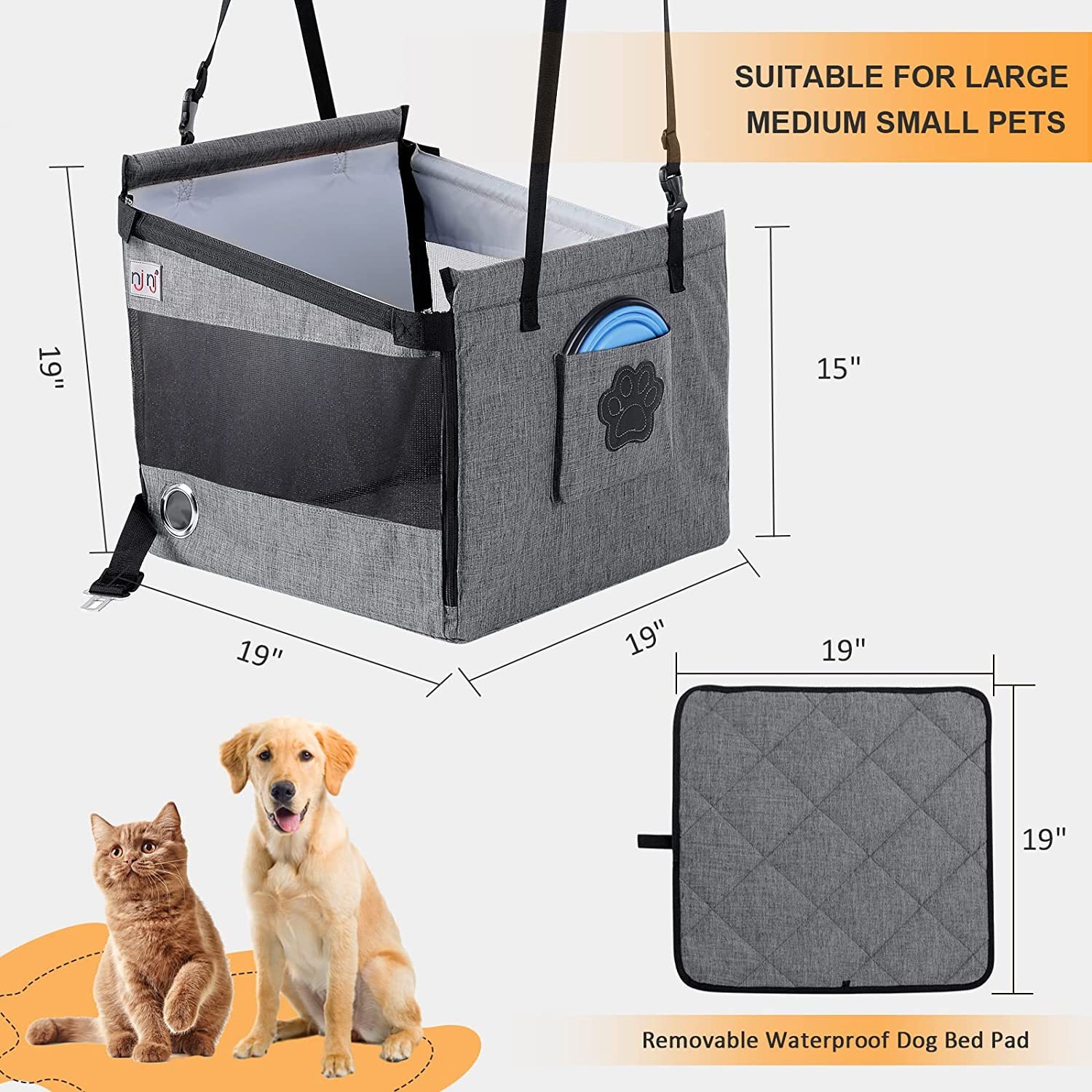 Caja de Transporte para Mascotas de Auto - Carrocería Rígida y Resistente al Lodo — imagen 3