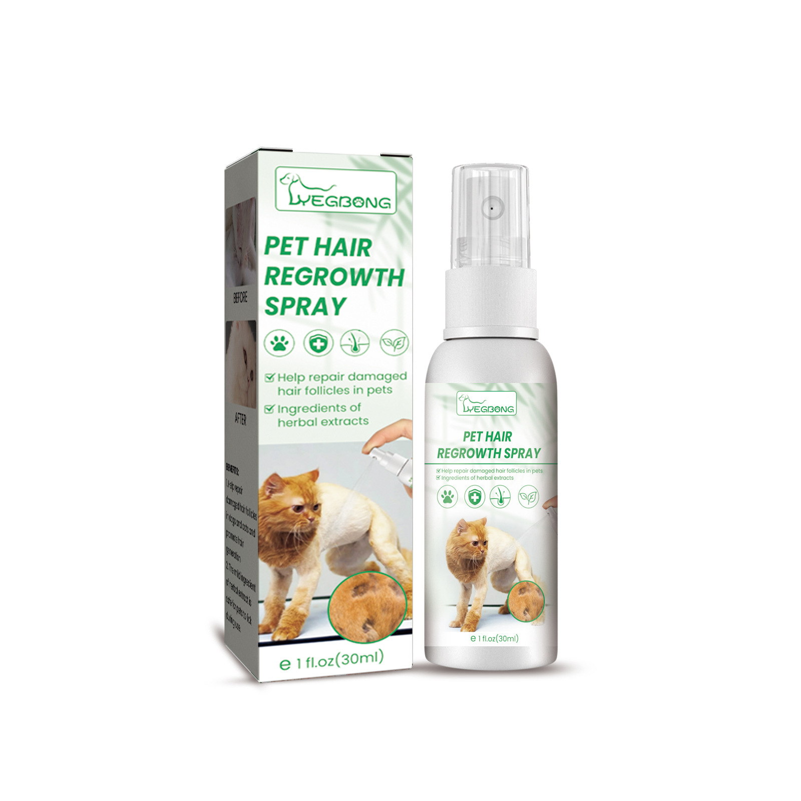 Pet Hair Growth Spray for Cats and Dogs - Hair Care Treatment for Damaged Follicles and Hair Loss — image 1