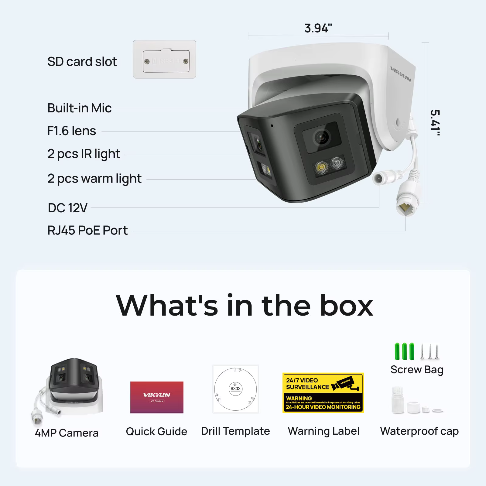 Vikylin Panoramic 4/8MP Dual Lens Smart Hybrid Light IP Camera Two-way Talk CCTV POE Security Camera Onvif Video Surveillance — imagen 6