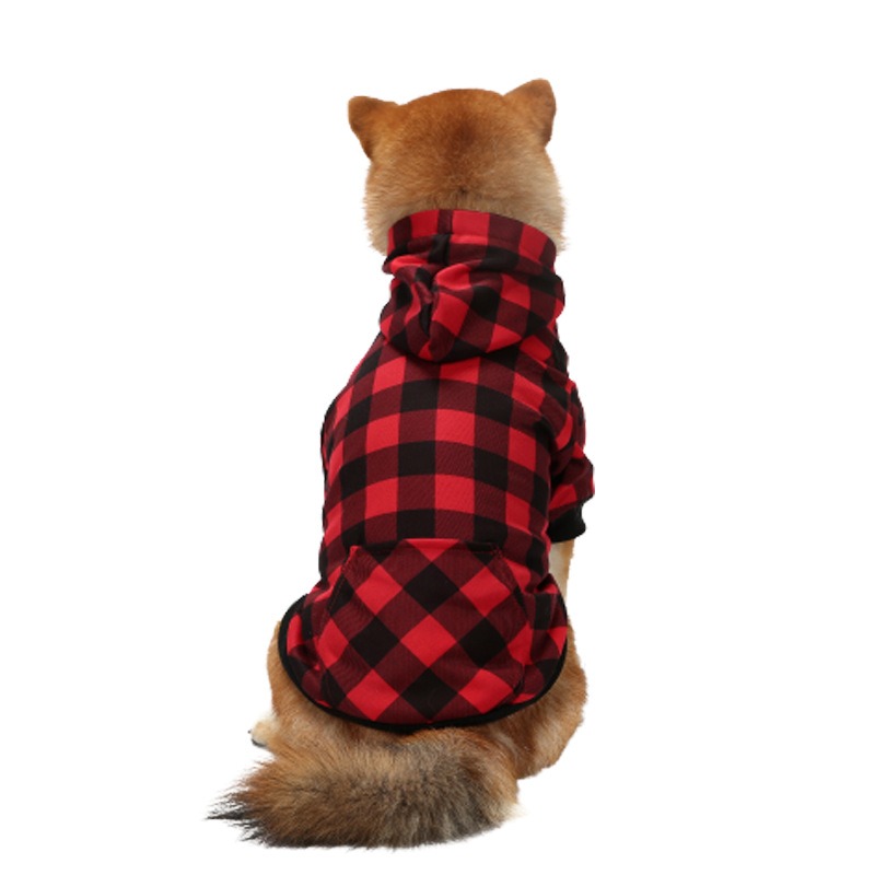 Christmas pet plaid hoodie with thickened hooded small medium and large dog clothing — image 5