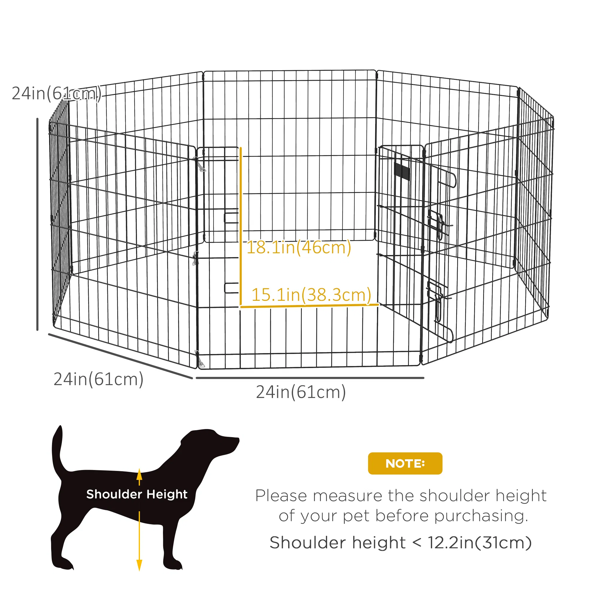 Foldable Metal Exercise Pet Playpen Yard Dog Puppy Kennel Cage 8 Panel — image 3