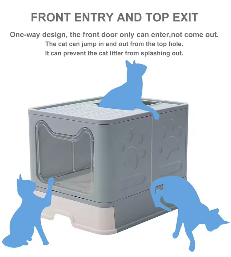 Caja de Arena para Gatos con Entrada Frontal y Cubierta de Recolección, Grande y Fácil de Limpiar — imagen 2