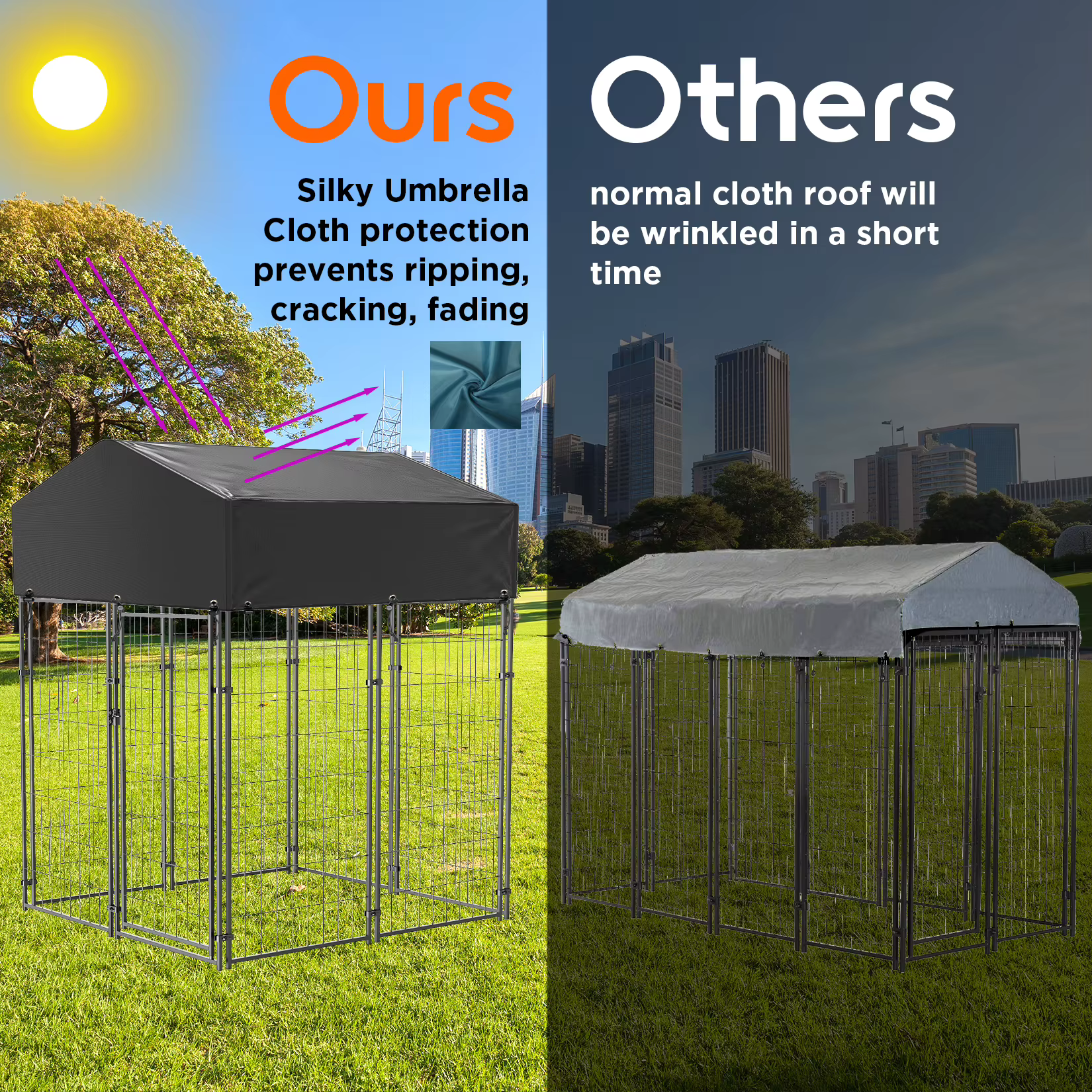 Casa para Perros Grande Exterior con Cubierta Anti-UV y Resistente a Agua - Jaula de Plástico Metálica para Mascotas — imagen 4