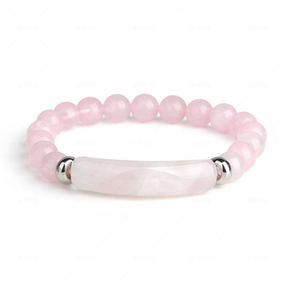 Cinta de Hilo Elástico Joyería Tejida Rosa Cristal Agata Natural Ojo de Tigre Collar — imagen 4