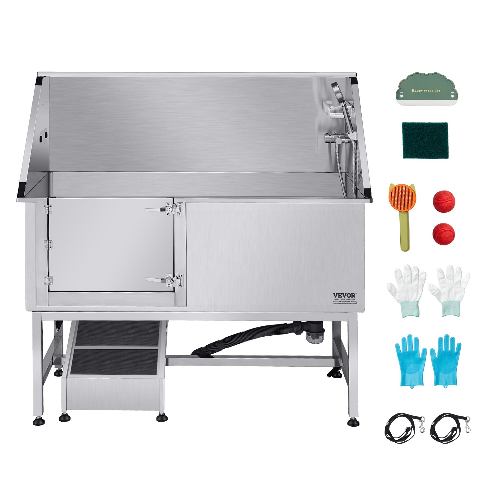 Dog Grooming Bath Tub Stainless Steel W Ramp Water Filter Left — image 7