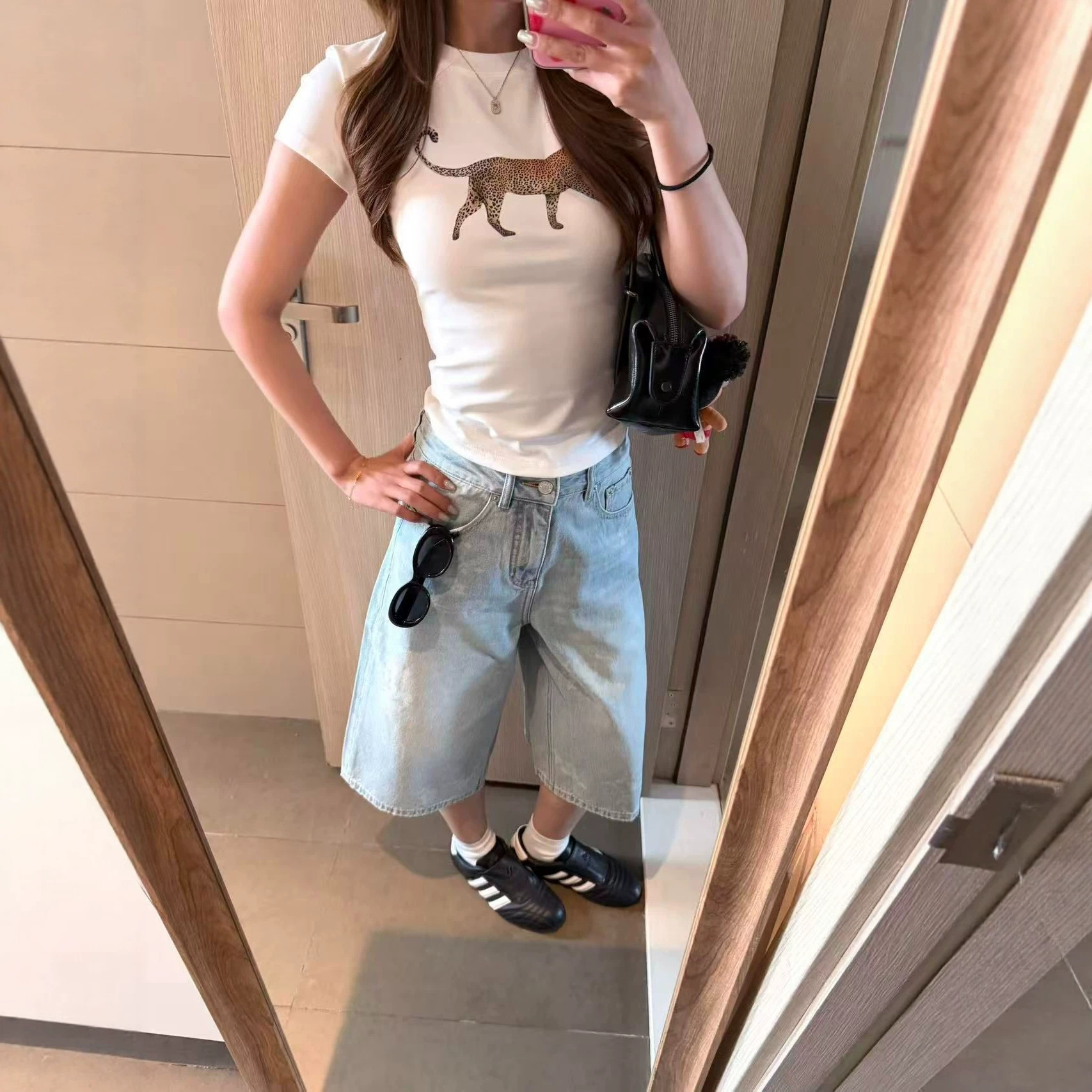 Spicy Versatile Leopard Print White Short Sleeve T-Shirt — image 6