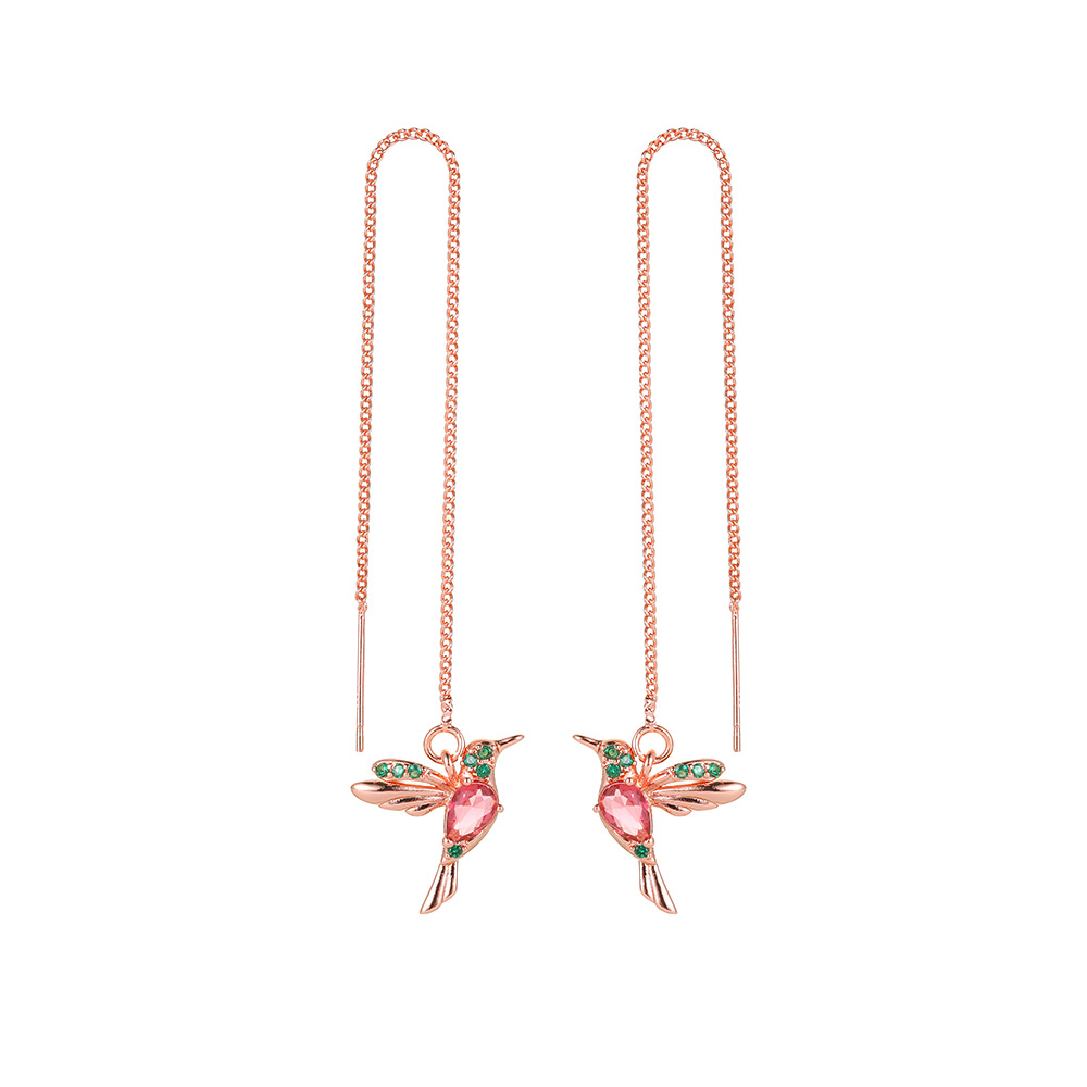 Fashion Jewelry New Unique Little Bird Drop Long Hanging Hummingbird Earrings For Women Elegant Girl Tassel Crystal Pendant Earring Jewelry — image 5