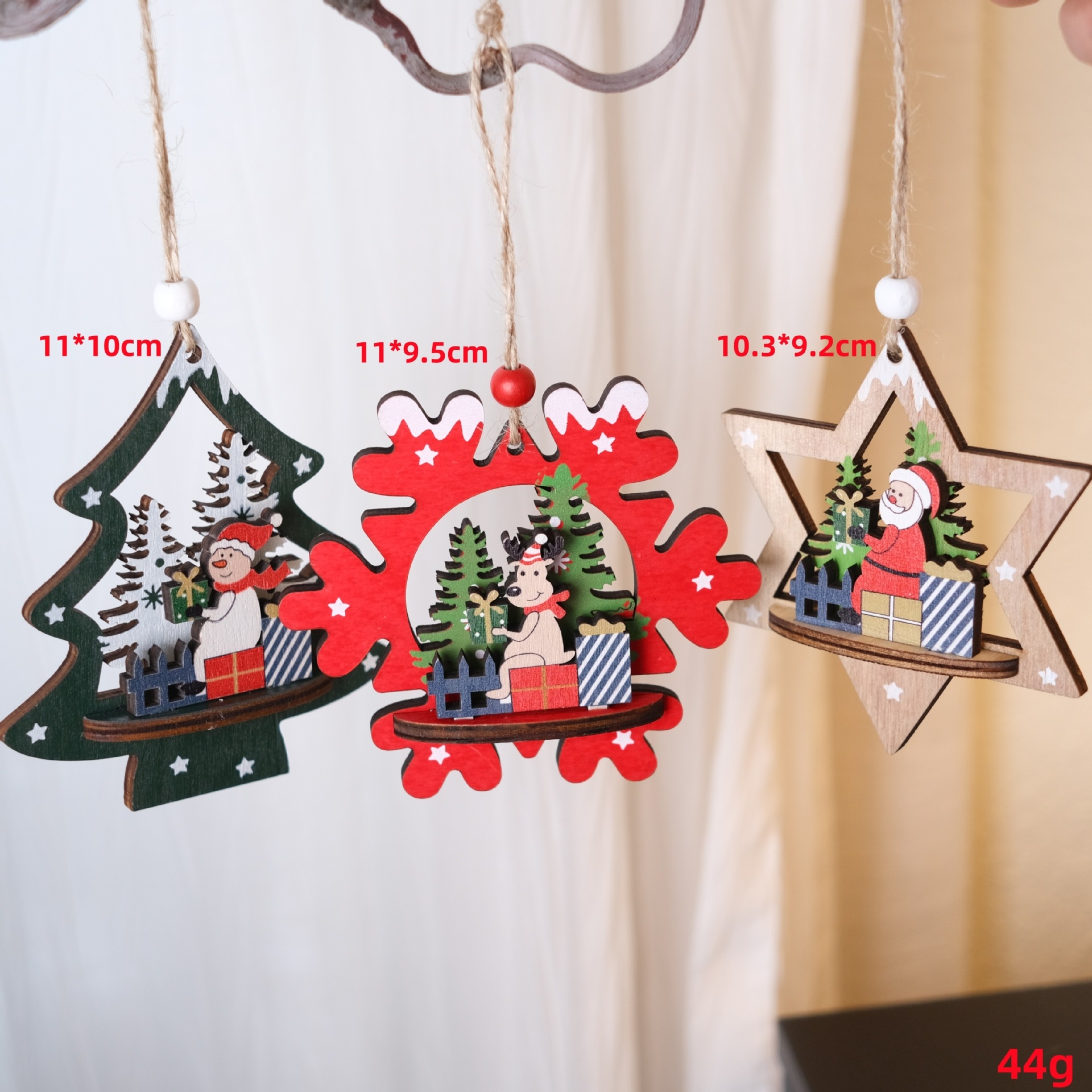 Christmas Multi-Layer Hollow Wooden Deer Snowman Ornament for Tree Decorations — image 8