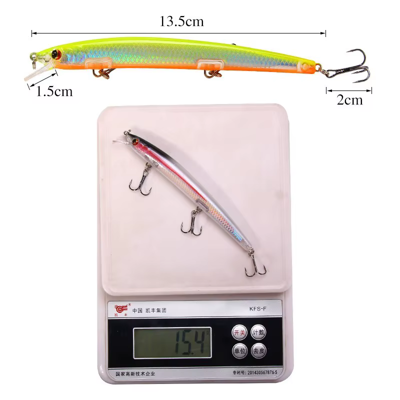 Lure de Minnow Long Shot 135mm/15,4g - Pescadores Voladores Clásicos de Plástico Duro para Cárpido y Pez Espinosa — imagen 5