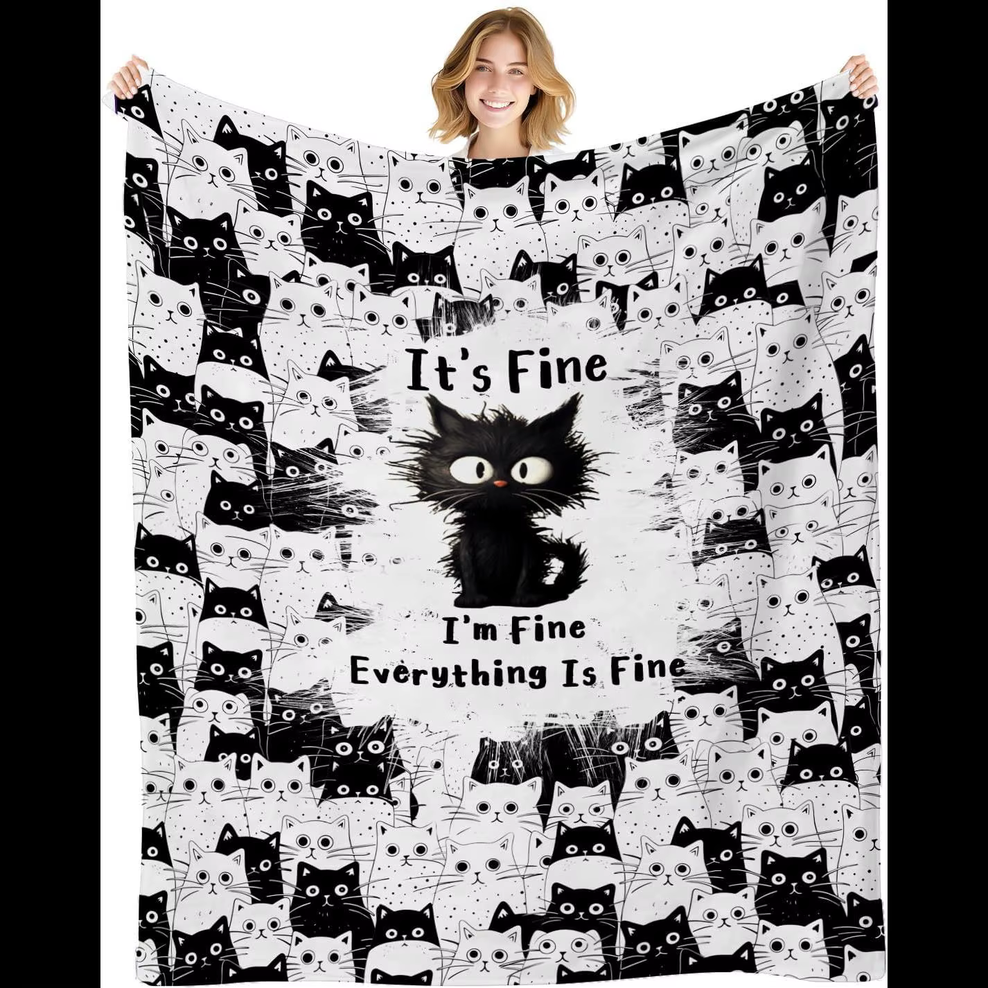 AXULUXAL Cat Blanket x Ultra Soft Flannel Throw for Cat Lovers Perfect Gift for Women Girls Who Love Black Cats — image 1