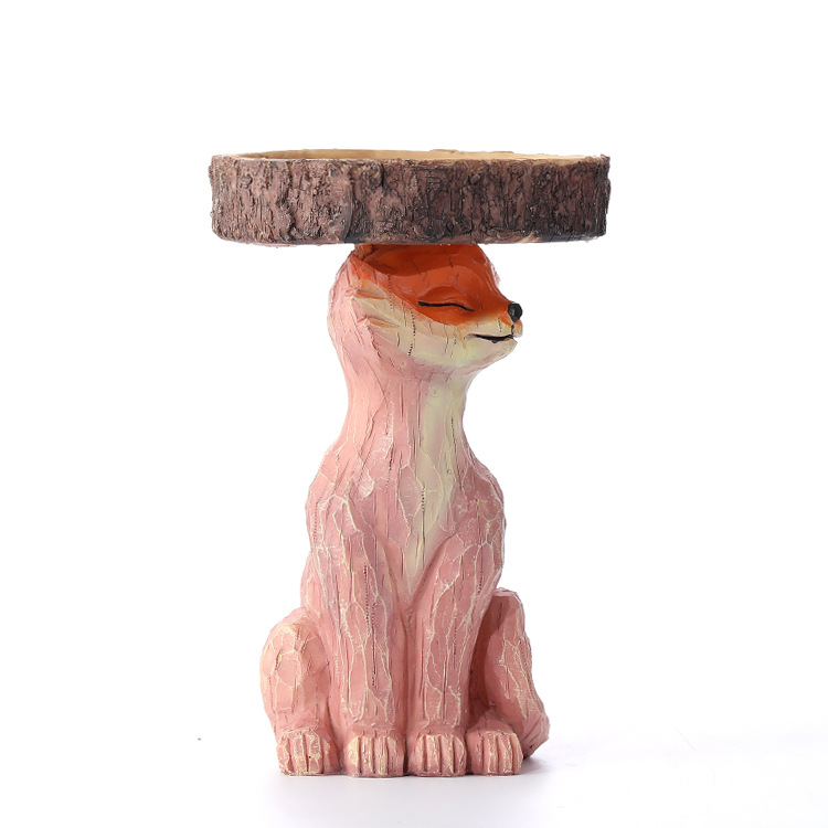 Polyresin Sunflower Bird Bath Fox Bird Feeder Resin Ornament Decoration — image 4
