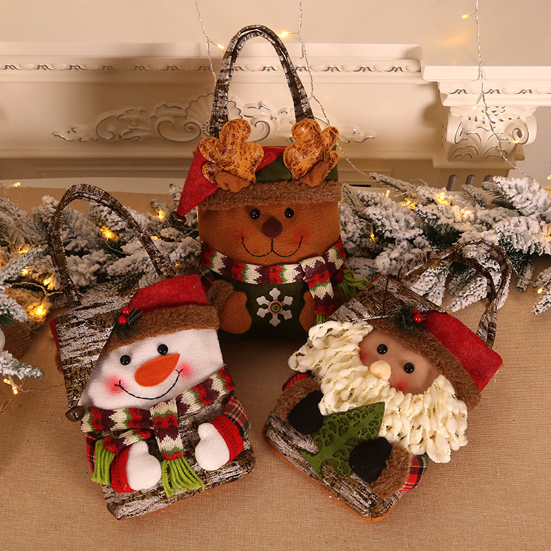 Christmas decoration supplies, elderly snowman, deer figurine, candy bag, Christmas gift bag, handbag, gift bag — image 2