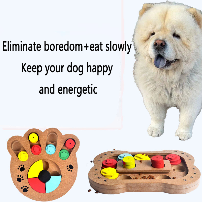 Pet Dog Puzzle Toy Bone Paw Print New Wooden Toy Feeding Multifunctional Pet Toy — image 3