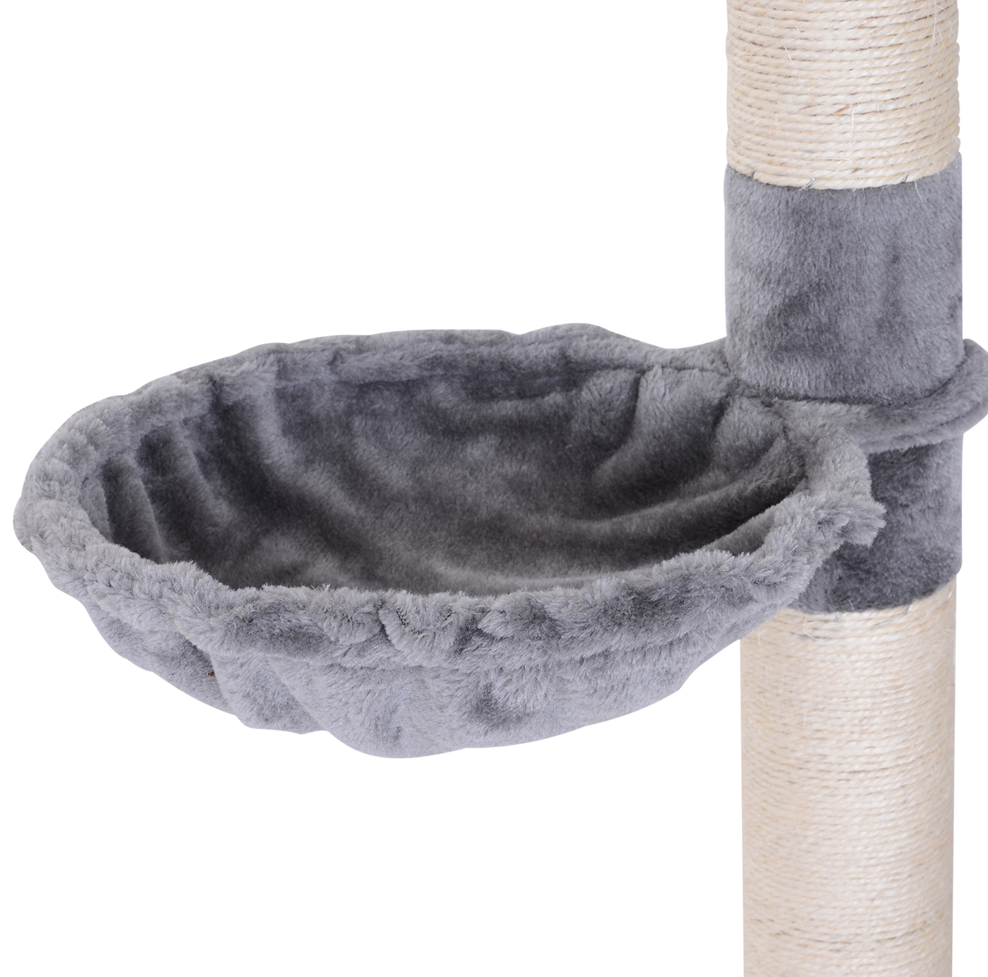 Árbol de Gato de 102" con Altura Ajustable, 5 Niveles con Postes para Rasgar y Hamaca, Gris — imagen 5